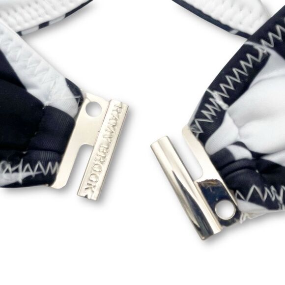 NET Ramy Brook Marie Bikini Top Size XS Black White Palm Print Halter Swim $128 - Picture 7 of 13